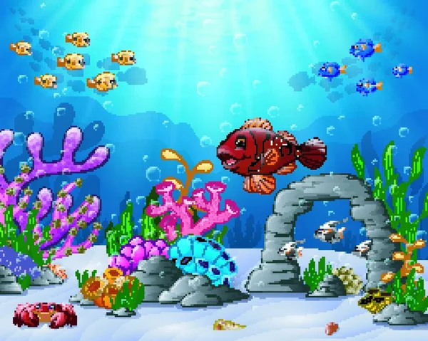 Vector Illustration Cartoon Tropical Fish Beautiful Underwater World — Stock Vector