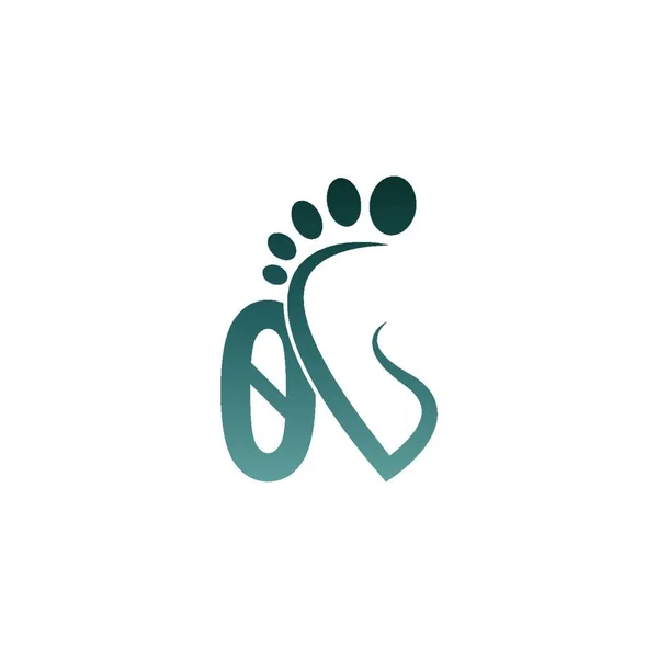 Logo Ikony Cyfry Zero Połączeniu Szablonem Projektu Ikony Footprintu — Wektor stockowy