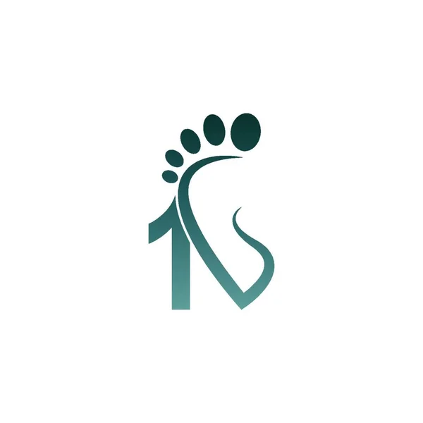 Bir Numaralı Simge Logosu Ayak Izi Simgesi Tasarım Şablonu Ile — Stok Vektör
