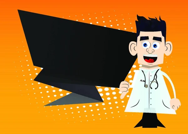 Αστείος Γιατρός Κινουμένων Σχεδίων Δείχνει Απέχθεια Χέρι Εικονογράφηση Διανύσματος Υπάλληλος — Διανυσματικό Αρχείο