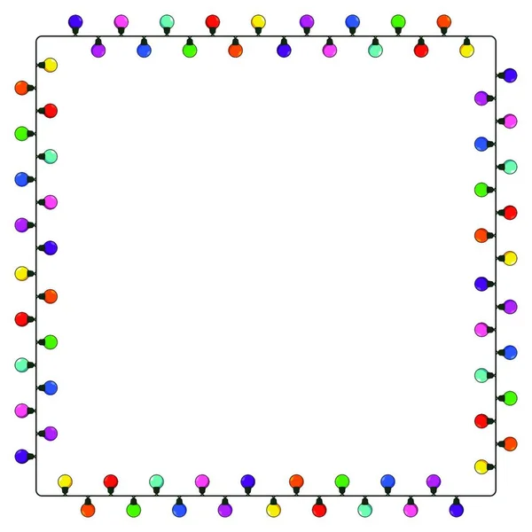 Lichter String Quadratischen Rahmen Mit Kopierraum Girlandenumrandung Für Weihnachtskarte Oder — Stockvektor
