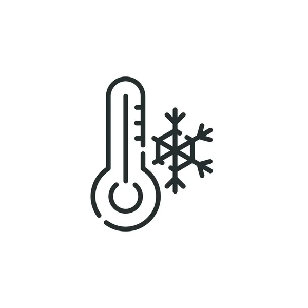 温度计细线图标 冬天的气温孤立的天气矢量示意图 — 图库矢量图片
