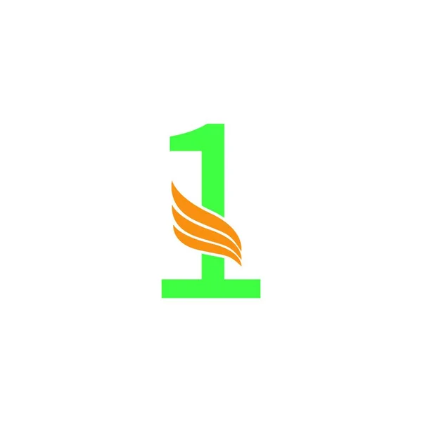 Nummer Logo Met Vleugel Pictogram Ontwerp Concept Illustratie — Stockvector