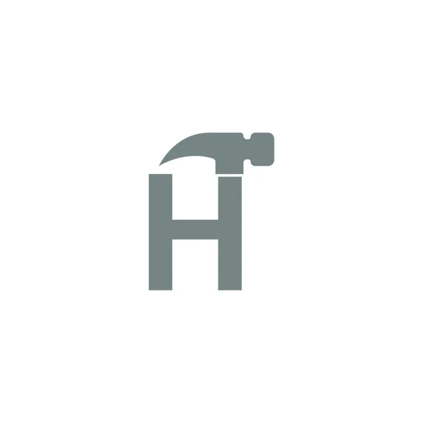 文字Hとハンマーの組み合わせアイコンのロゴデザインベクトル — ストックベクタ