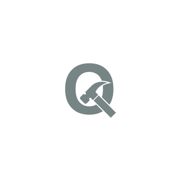 文字Qとハンマーの組み合わせアイコンのロゴデザインベクトル — ストックベクタ