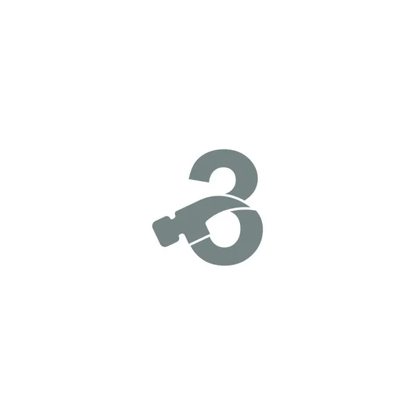 Номер Сочетание Молотка Иконка Дизайн Логотипа Вектор — стоковый вектор
