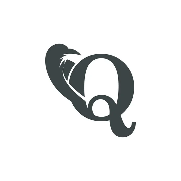 字母Q和乌鸦组合图标标志设计矢量 — 图库矢量图片