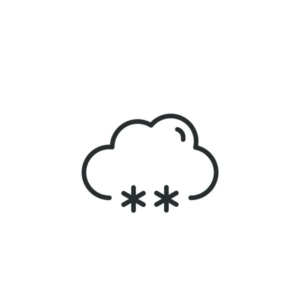 Icono Línea Delgada Nieve Nube Esquema Aislado Vector Meteorológico Ilustración — Archivo Imágenes Vectoriales