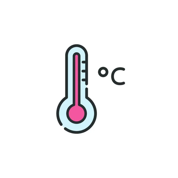 Termómetro Celsius Ícone Cor Preenchido Ilustração Vetor Meteorológico Isolado — Vetor de Stock