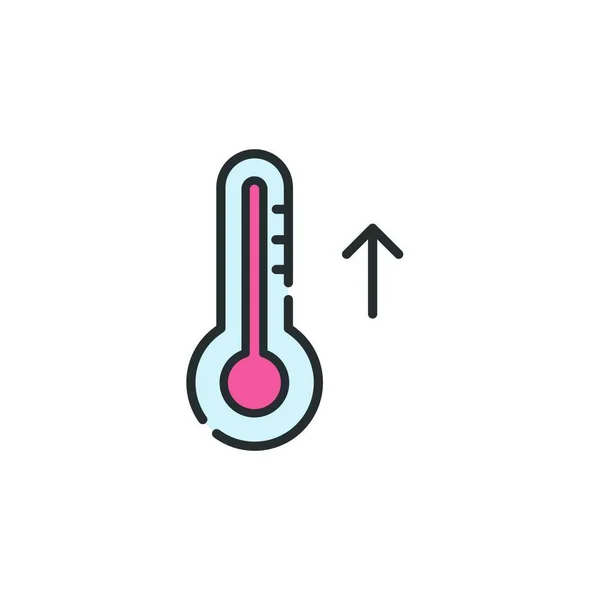 Termómetro Aumento Temperatura Ícone Cor Preenchido Ilustração Vetor Meteorológico Isolado — Vetor de Stock