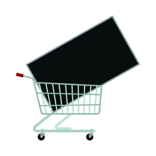 白い背景のショッピングカート — ストックベクタ