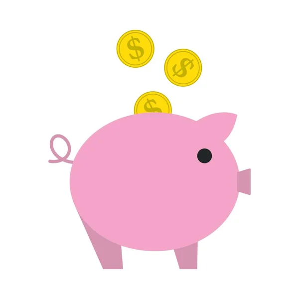 Piggy Bank Dolar Simbol Vector Ilustrare Design — Vector de stoc