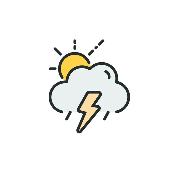 Tempestade Nuvem Sol Ícone Cor Preenchido Ilustração Vetor Meteorológico Isolado — Vetor de Stock