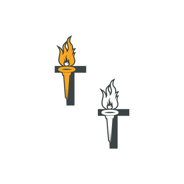 Logo Ikony Kombinaci Ilustrací Designu Ikony Pochodně — Stockový vektor