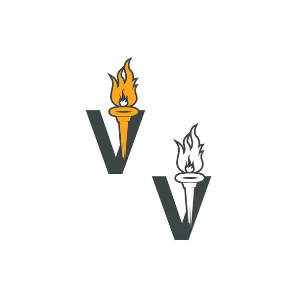 Lettera Icona Logo Combinato Con Icona Della Torcia Disegno Illustrazione — Vettoriale Stock