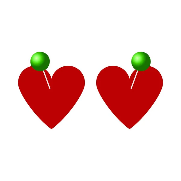 Κόκκινη Καρδιά Πράσινο Φύλλο — Διανυσματικό Αρχείο