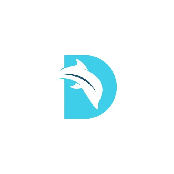 Dolphin Písmenem Logo Design Koncept Vektorové Šablony Ilustrace — Stockový vektor