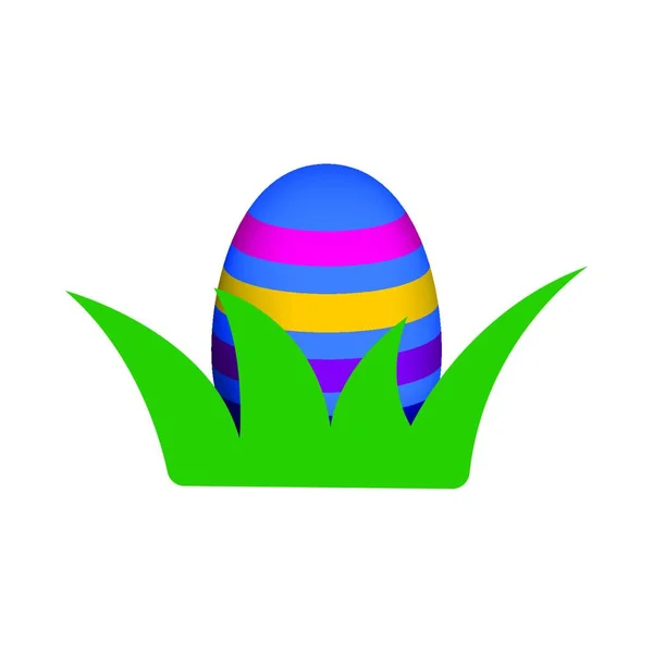 Huevo Pascua Con Hierba Verde Nido — Vector de stock