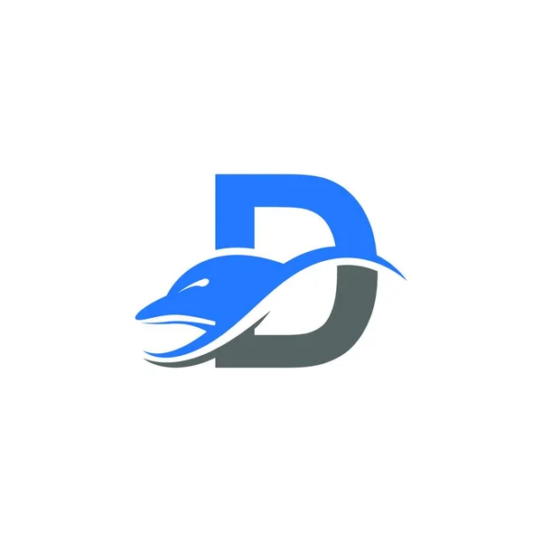 Dauphin Avec Lettre Logo Icône Conception Concept Vectoriel Modèle Illustration — Image vectorielle