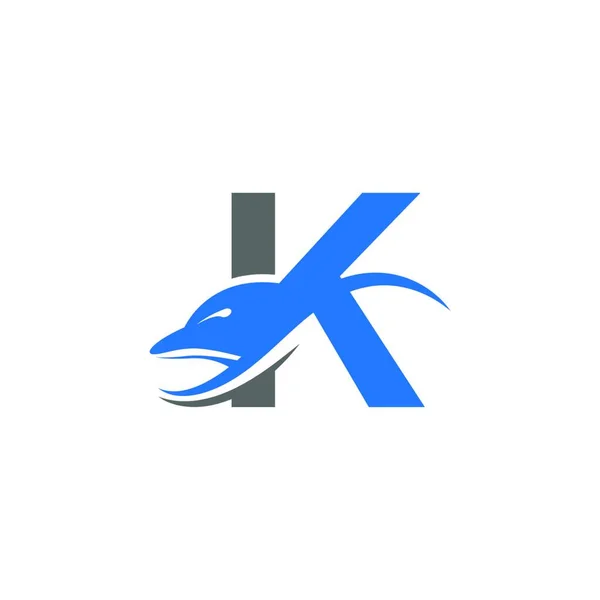 Dolphin Letter Logo Icon Design Concept Vector Template Illustration — Stock Vector