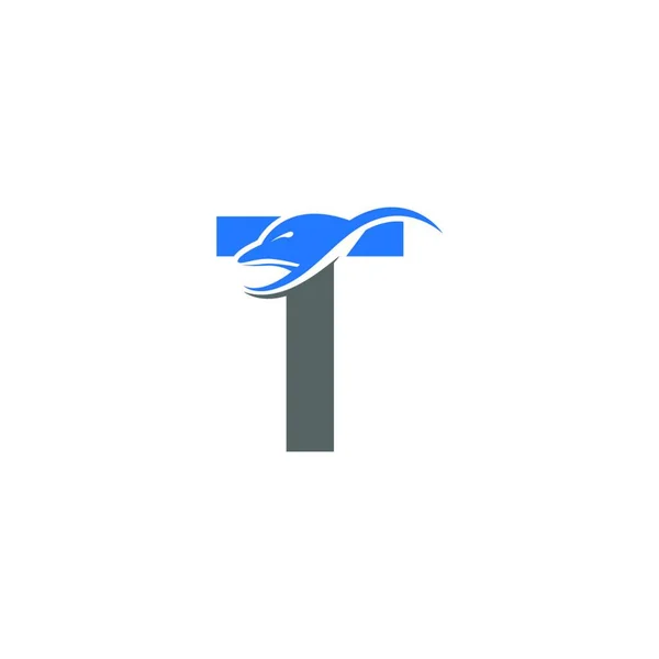 Harfi Logo Ikonu Tasarım Konsepti Vektör Şablonu Resimlemesi Olan Yunus — Stok Vektör