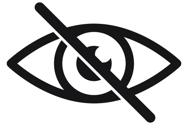 没有眼睛 黑色交叉眼球图标 避免看隐藏的秘密 如密码的概念 在白色背景上孤立的向量符号 — 图库矢量图片