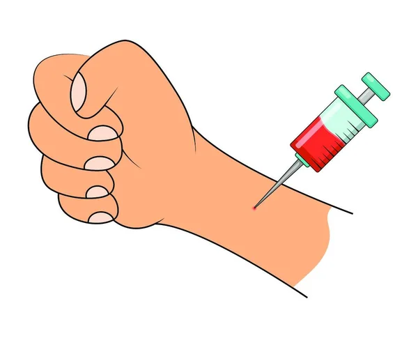 Vaccination Patient Put Injection Hand Vaccine Covid Corona Virus Cartoon — Stock Vector