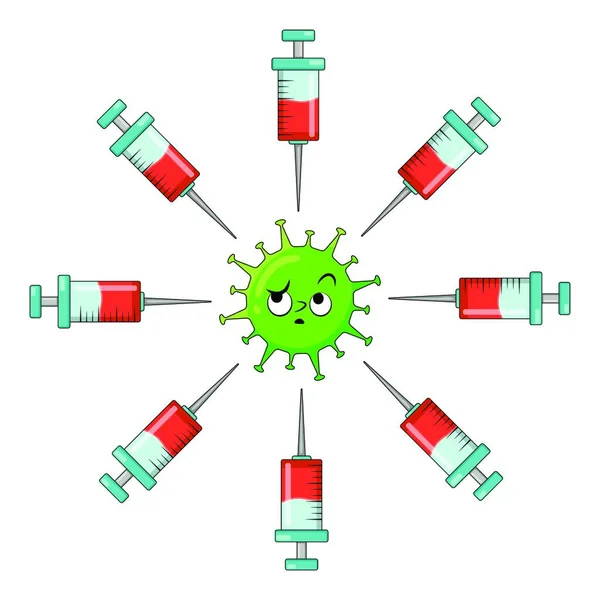 Coronavirus Clipart Desenhos Animados Vacinação Ilustração Vetorial Isolada Sobre Fundo —  Vetores de Stock