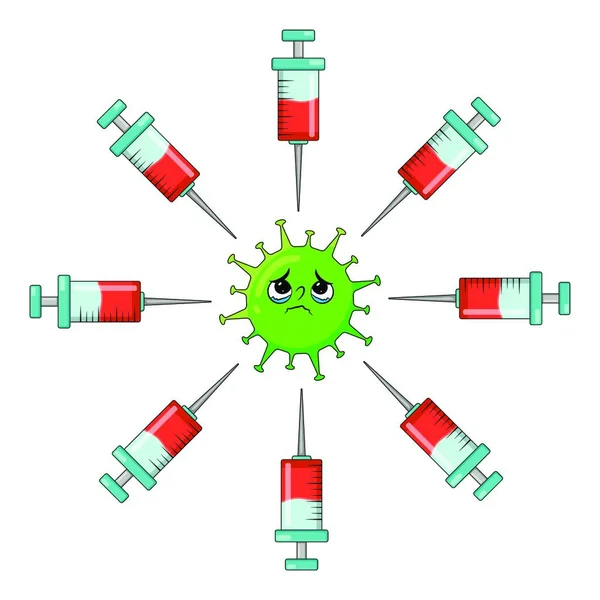 Coronavirus Vaccination Sköt Tecknad Clipart Vektor Illustration Isolerad Vit Bakgrund — Stock vektor