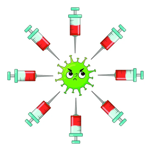 Covid Vacina Tiro Desenho Animado Símbolo Ilustração Vetorial Isolada Sobre —  Vetores de Stock