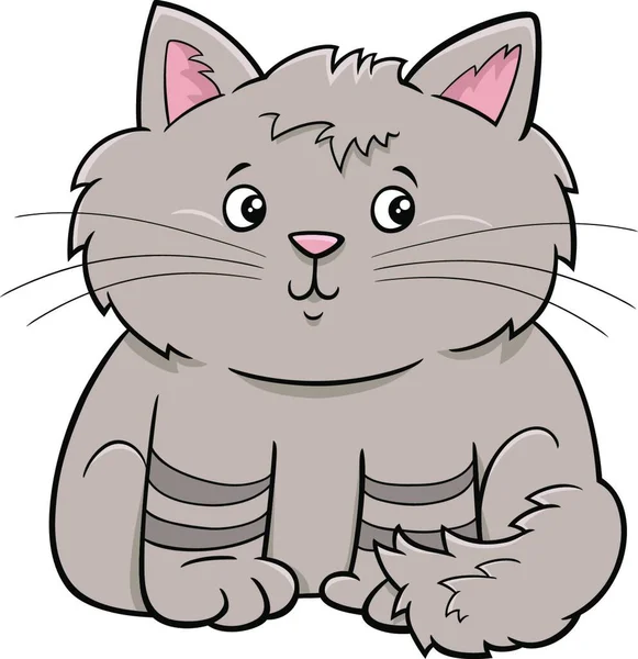 Cartoon Illustration Cute Fluffy Kitten Comic Animal Character — Stock Vector