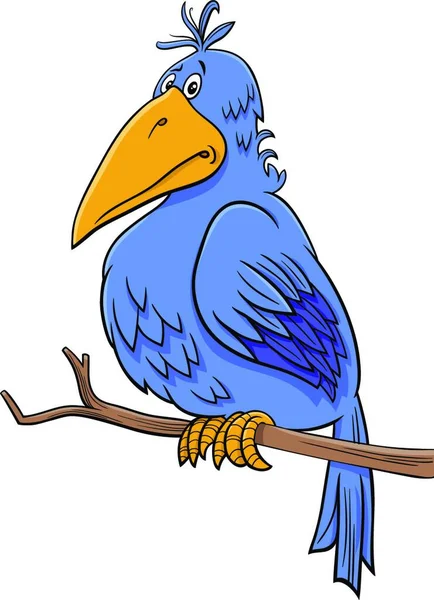 Tecknad Illustration Fantasi Blå Fågel Komisk Djur Karaktär — Stock vektor