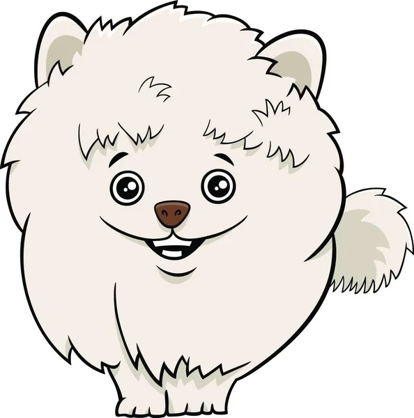 可愛いですShaggy Purebreeded Pomeranian子犬や犬の漫画イラスト — ストックベクタ