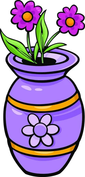 Illustration Bande Dessinée Vase Avec Des Fleurs Objet Clip Art — Image vectorielle