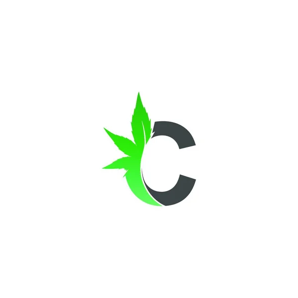 Letra Icono Del Logotipo Con Diseño Hoja Cannabis Vector Ilustración — Archivo Imágenes Vectoriales