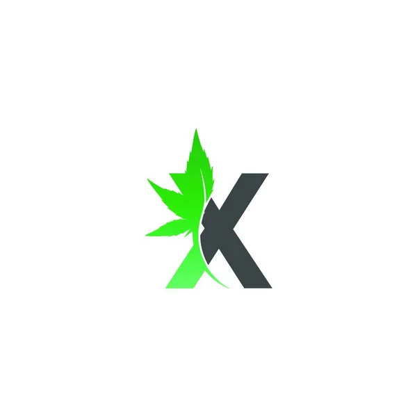 Icône Logo Lettre Avec Illustration Vectorielle Conception Feuille Cannabis — Image vectorielle