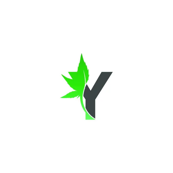 Icône Logo Lettre Avec Illustration Vectorielle Conception Feuille Cannabis — Image vectorielle