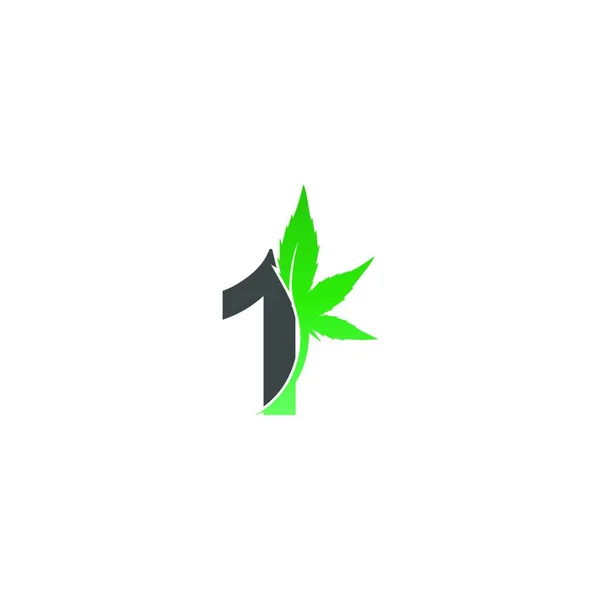 Nummer Logo Symbol Mit Cannabis Blatt Design Vektorillustration — Stockvektor