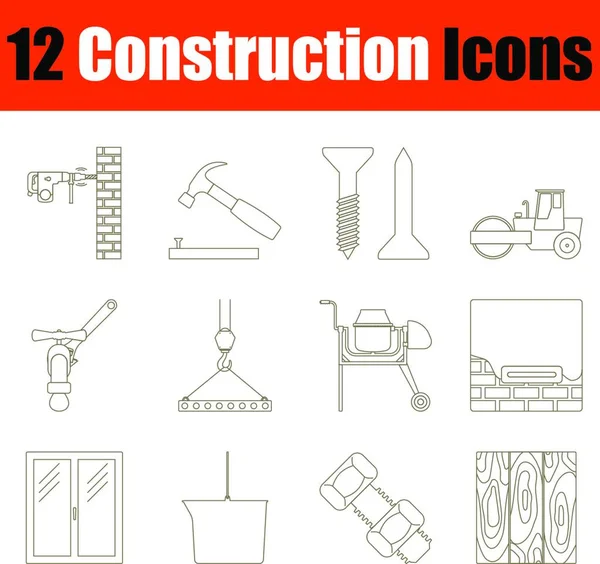 Herramientas Construcción Iconos Conjunto Esquema Ilustración Icono Vector Trabajo Para — Archivo Imágenes Vectoriales