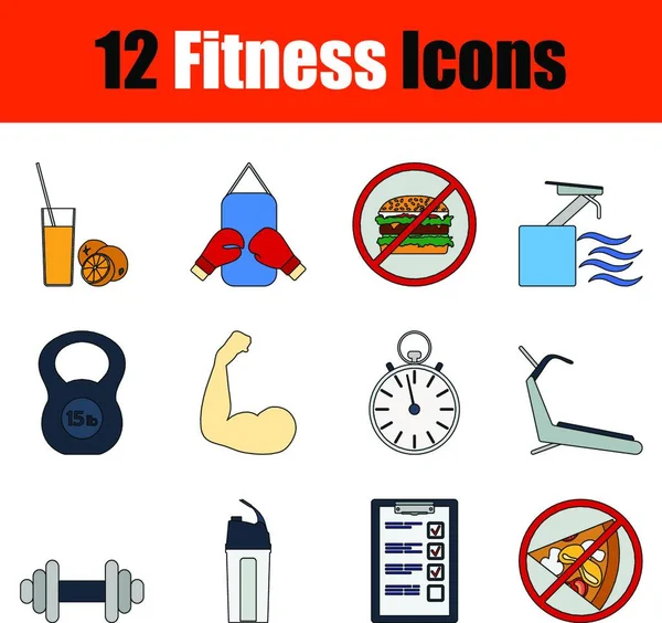 Fitness Fitness Iconen Set Vectorillustratie — Stockvector