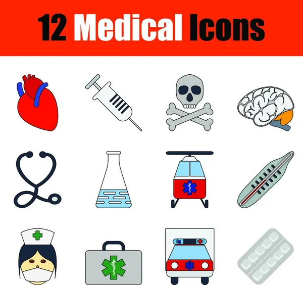 Conjunto Iconos Médicos Atención Médica Ilustración Vectorial — Vector de stock