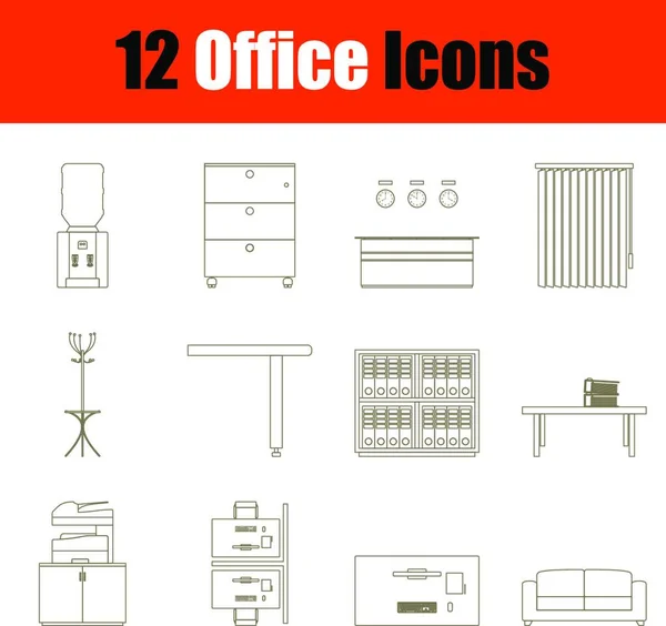 Conjunto Iconos Muebles Esquema Ilustración Icono Vector Gabinete Para Web — Archivo Imágenes Vectoriales