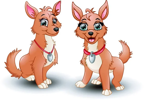 Ilustración Vectorial Dibujos Animados Perros Adorables — Vector de stock