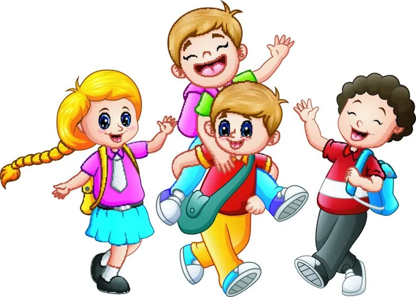 Ilustração Vetorial Desenhos Animados Happy Childrens — Vetor de Stock