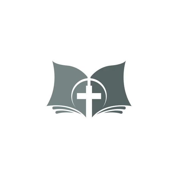 Biblia Libro Logo Diseño Plantilla Vector Ilustración — Archivo Imágenes Vectoriales