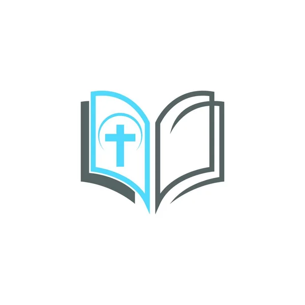 Bíblia Livro Logotipo Modelo Vetor Ícone Ilustração Design — Vetor de Stock