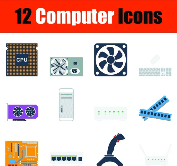 Conjunto Iconos Vectoriales Los Elementos Computadora Placa Base Otros — Vector de stock