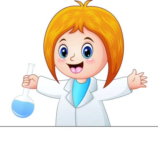 Ilustração Vetorial Cartoon Cientistas Menina — Vetor de Stock