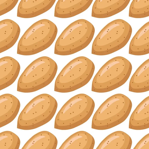 Ilustración Sobre Tema Patrón Grande Tipos Idénticos Almendra Tuerca Igual — Vector de stock