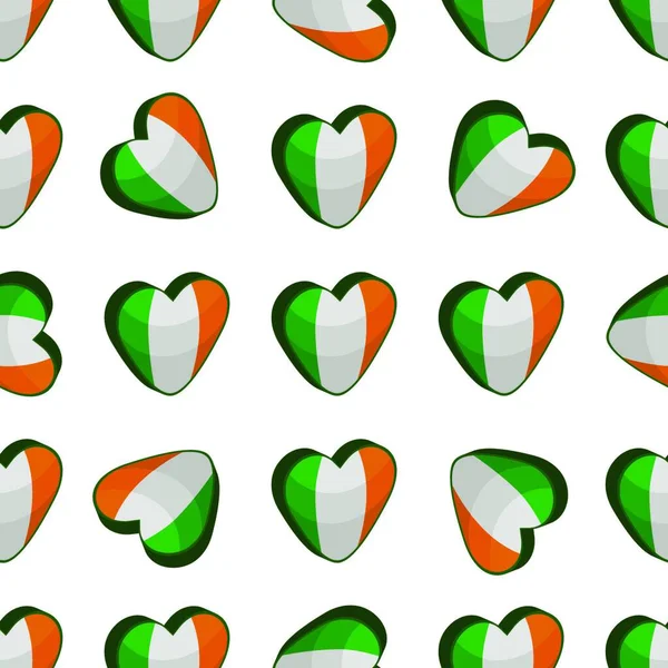Иллюстрация Тему Ирландский Праздник День Святого Патрика Бесшовные Цветные Сердца — стоковый вектор